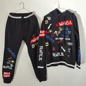 Hoodie and Jogger pants set medium black